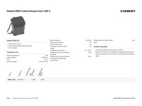 Specification Sheet - Geberit Electro Welder 240V 40-315mm