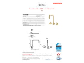 Specification Sheet - Scala Wall Sink Set Square PVD Brushed Gold (3 Star) Lead Free
