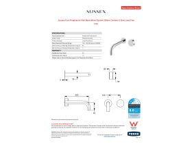 Specification Sheet - Sussex Pure Progressive Wall Basin Mixer System 200mm Chrome (3 Star) Lead Free