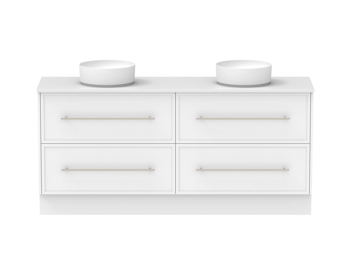 Supporting Image - Kado Lux All Drawer 1800mm Floor Mounted Vanity Double Basin 20mm - White Shaker Front