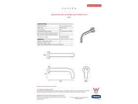 Specification Sheet - Sussex Scala 25mm Curved Bath Outlet 200mm Chrome