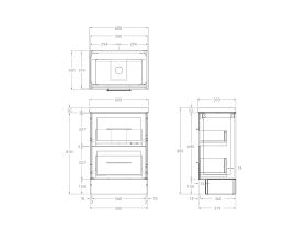Technical Drawing - Kado Lux Ensuite All Drawer Twin 600mm Floor Mount Centre Basin 50mm Top