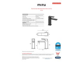 Specification Sheet - Mizu Bloc Basin Mixer Matte Black (6 Star) Lead Free