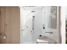 In Situ - Mizu Commercial Bathroom - Independent Straight Handshower Grab Rail Kit 3 function - Brushed Nickel