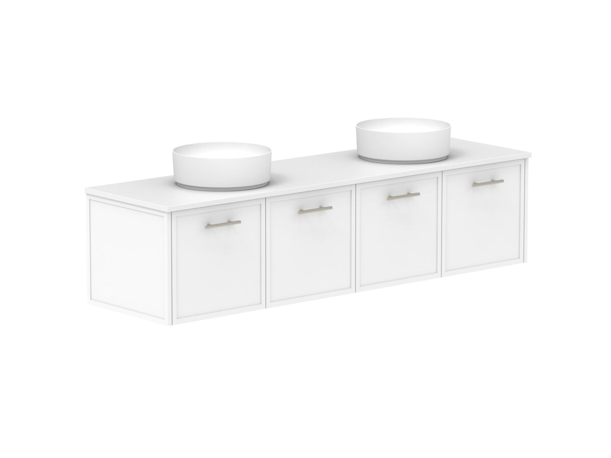Supporting Image - Kado Lux All Door 1800mm Wall Hung Vanity Double Basin 20mm - White Shaker Angle