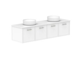 Supporting Image - Kado Lux All Door 1800mm Wall Hung Vanity Double Basin 20mm - White Shaker Angle