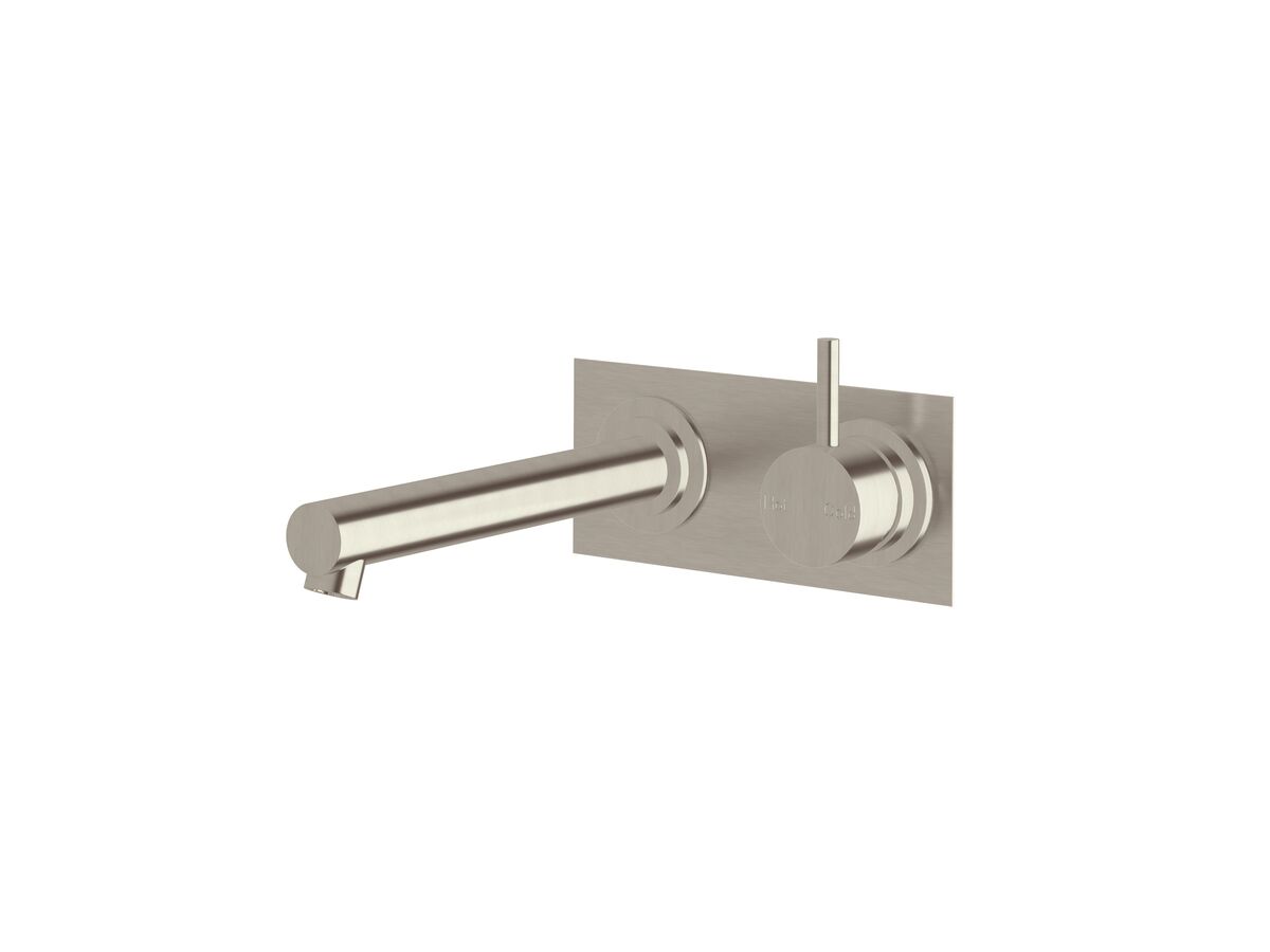 Sussex Scala Straight Wall Basin Mixer Tap System Right Hand Mixer Tap 200mm Outlet LUX PVD Brushed Oyster Nickel (6 Star)