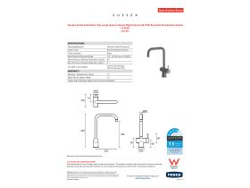Specification Sheet - Sussex Scala Sink Mixer Tap Large Square Spout Right Hand LUX PVD Brushed Smoked Gunmetal (4 Star)