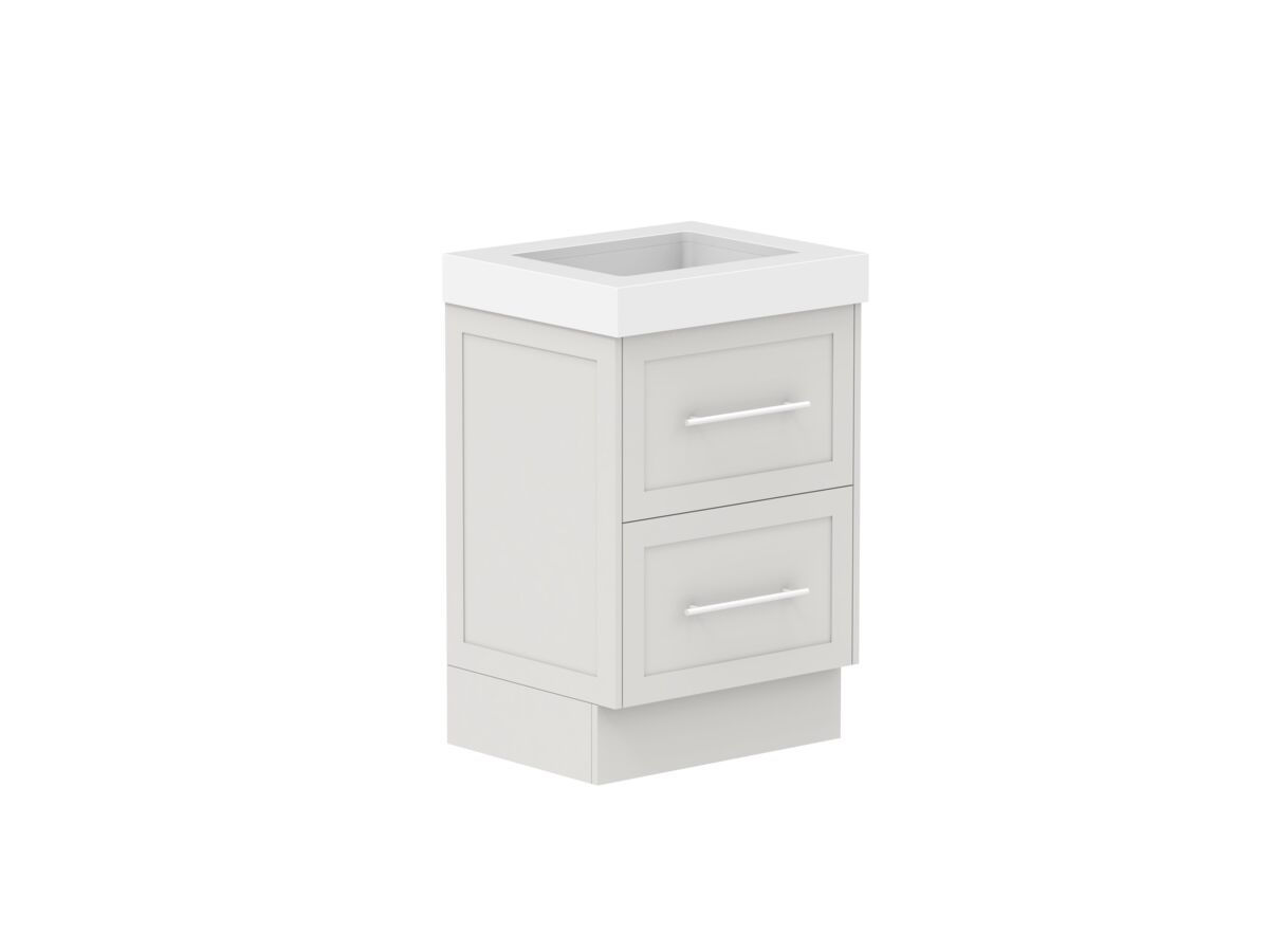 Supporting Image - Kado Lux All Drawer 600mm Floor Mounted Vanity Centre Basin 90mm - Feather Grey - Angle