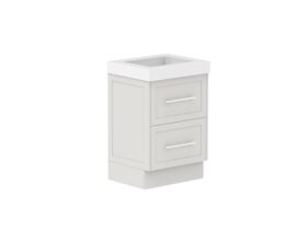 Supporting Image - Kado Lux All Drawer 600mm Floor Mounted Vanity Centre Basin 90mm - Feather Grey - Angle