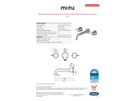 Specification Sheet - Mizu Drift Wall Basin / Bath Set with Curved Spout 200mm Brushed Nickel (6 Star) Lead Free