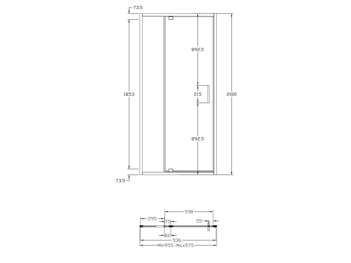 Posh Bristol Alcove Shower Screen 1000mm x 2000mm