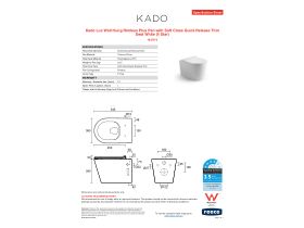 Specification Sheet - Kado Lux Wall Hung Rimless Plus Pan with Soft Close Quick Release Thin Seat White (4 Star)
