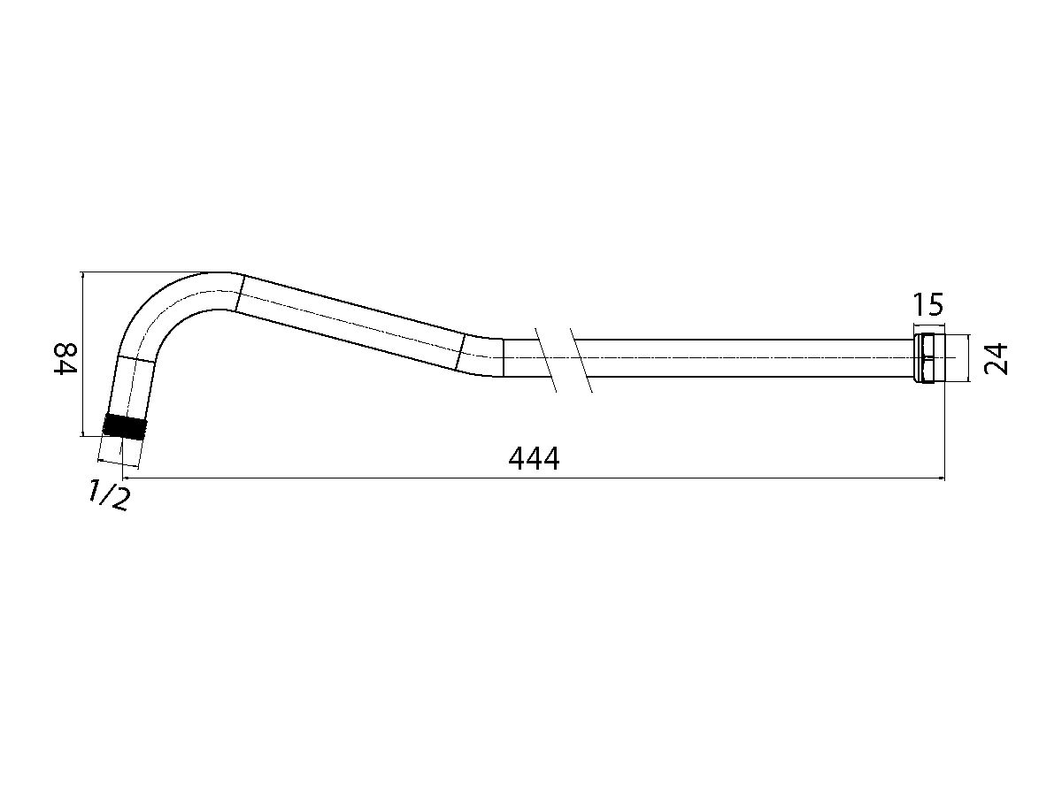 Posh Curved Horizontal Shower Arm 450mm Chrome