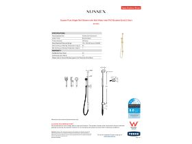 Specification Sheet - Sussex Pure Single Rail Shower with Wall Water Inlet PVD Brushed Gold (3 Star)
