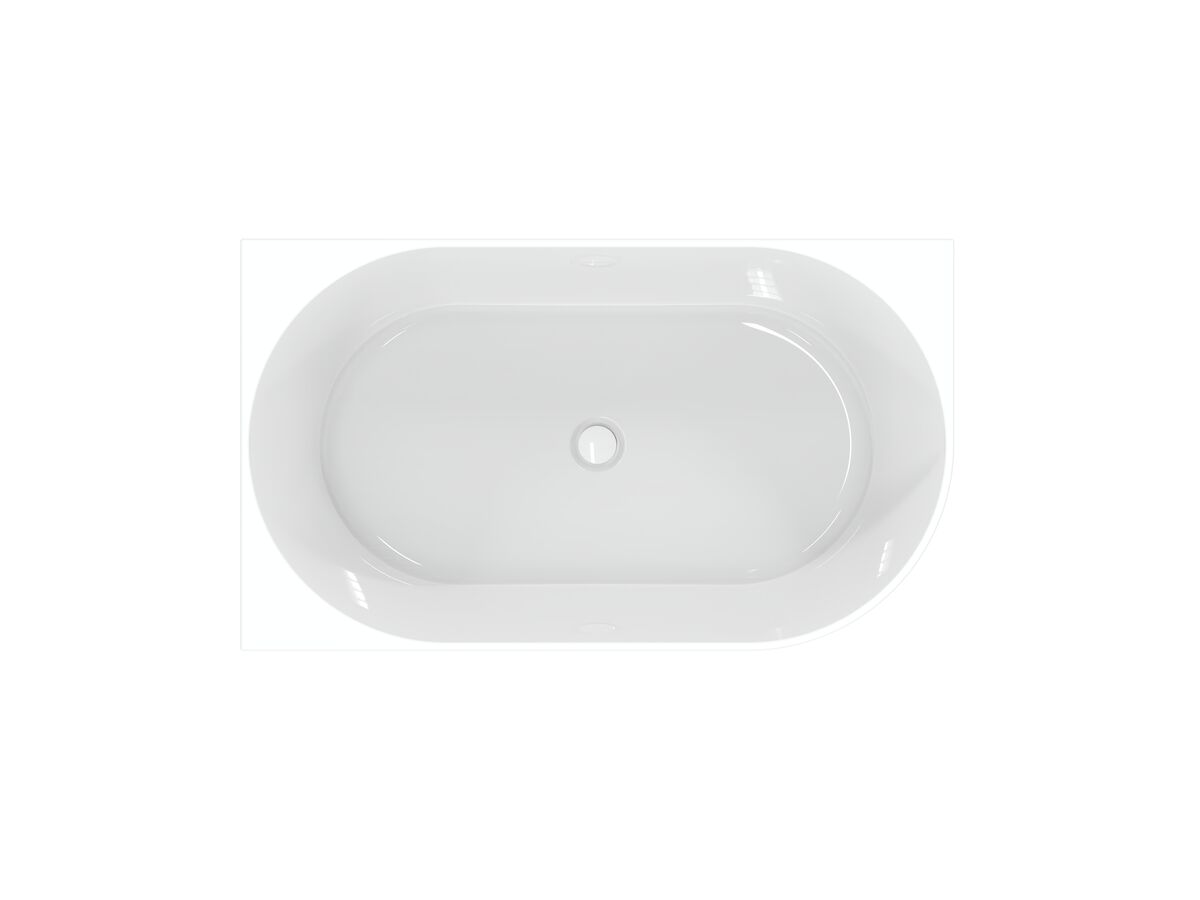 Supporting Image - Posh Solus Back to Corner Freestanding Bath 1300mm Left Corner with Overflow Gloss White - Top View