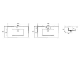 Posh Bristol MK2 Vanity Top Centre Bowl 1 Taphole 900mm
