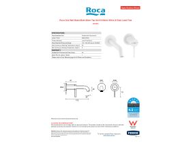Specification Sheet - Roca Ona Wall Basin/Bath Mixer Tap Set Kit Matte White (6 Star)