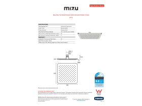 Specification Sheet - Mizu Bloc Overhead Shower 250mm Brushed Nickel (3 Star)