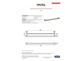 Specification Sheet - Mizu Drift Double Towel Rail 700mm Brushed Nickel