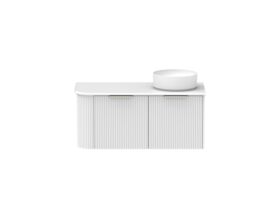 Supporting Image - Kado Neue Fluted Single Curve All Drawer 1050mm Wall Hung Vanity with Right Hand Basin 20mm Top Ultra White