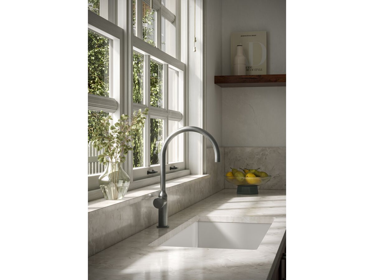 In Situ - Faucet Strommen Vara Disc Gooseneck Sink Mixer Tap Brushed Graphite (4 Star) Lead Free