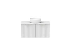 Supporting Image - Kado Neue Fluted Square All Drawer 900mm Wall Hung Vanity with Centre Basin Durasein 12mm Top Ultra White