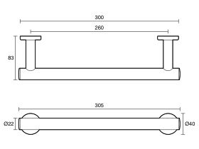 Mizu Drift Towel Rail 300mm