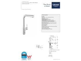 Technical Guide - GROHE Essence New Pull Out Sink Mixer Chrome (6 Star)