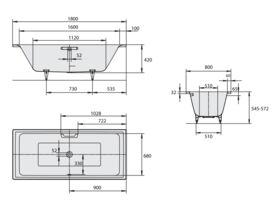 Kaldewei Puro Duo 1800x800x420 with Overflow White