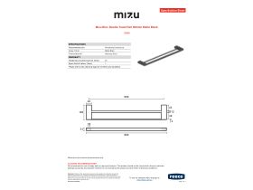 Specification Sheet - Mizu Bloc Double Towel Rail 600mm Matte Black