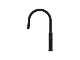 Supporting Image - Mizu Drift Pull Out Gooseneck Sink Mixer Curve 2 Function Matte Black (5 Star)
