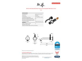 Specification Sheet - Milli Etch Wall Basin/Bath Mixer Tap Set Round Backplate Matte Black (6 Star)