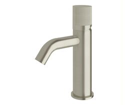 Sussex Pure Basin Mixer Tap Curved Spout with Linear Textured Handle PVD Brushed Nickel (5 Star)