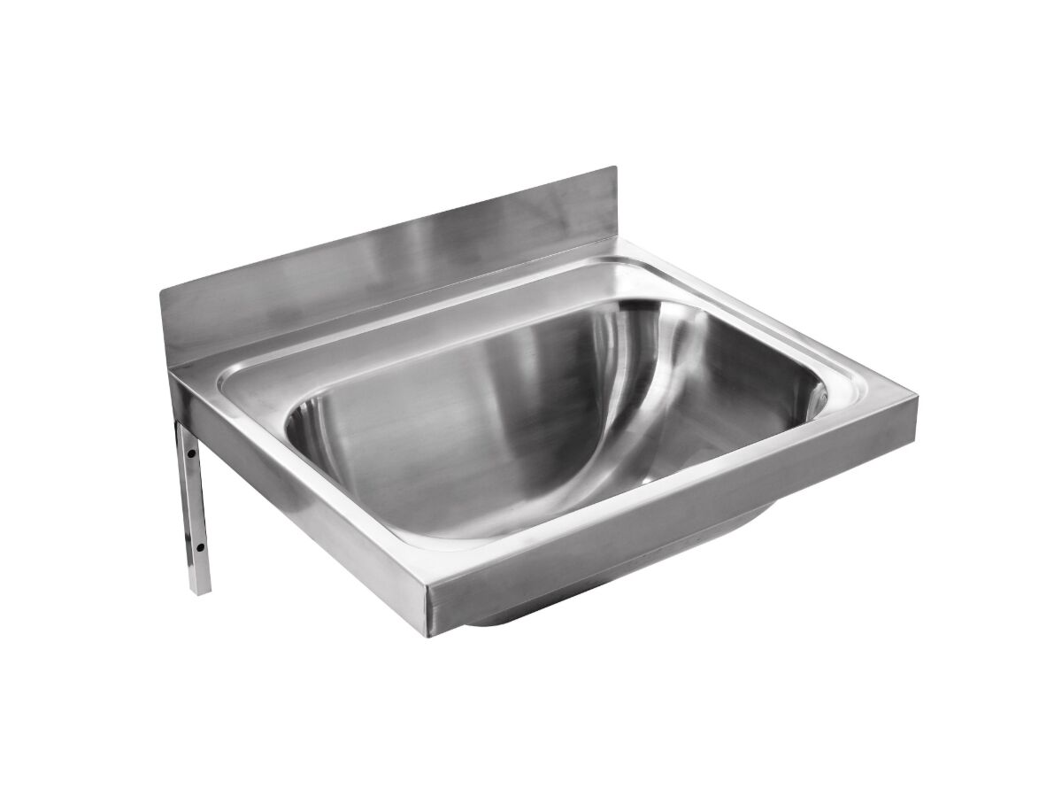 Wolfen Wall Hand Basin 500x420mm with Brackets No Taphole Stainless Steel