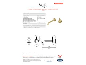 Specification Sheet - Milli Etch Wall Basin/Bath Mixer Tap Set Round Kit Brushed Gold (6 Star)