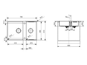 Franke Bow Prep Centre Flushmount Double Bowl Sink Stainless Steel BWX220-41/27