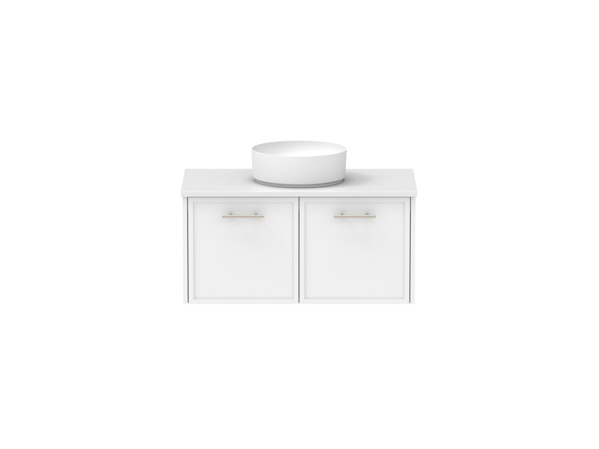 Supporting Image - Kado Lux All Door 900mm Wall Hung Vanity Centre Basin 20mm - White Shaker Front