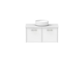 Supporting Image - Kado Lux All Door 900mm Wall Hung Vanity Centre Basin 20mm - White Shaker Front