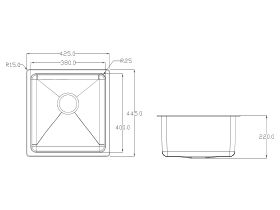 Memo Hugo Single Bowl Sink No Taphole Stainless Steel