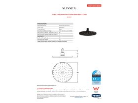 Specification Sheet - Sussex Pure Shower Head 180mm Matte Black (3 Star)