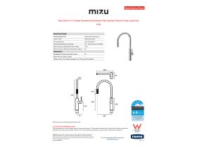 Specification Sheet - Mizu Drift 3 in 1 Filtered Gooseneck Sink Mixer Filter System Chrome (5 Star) Lead Free