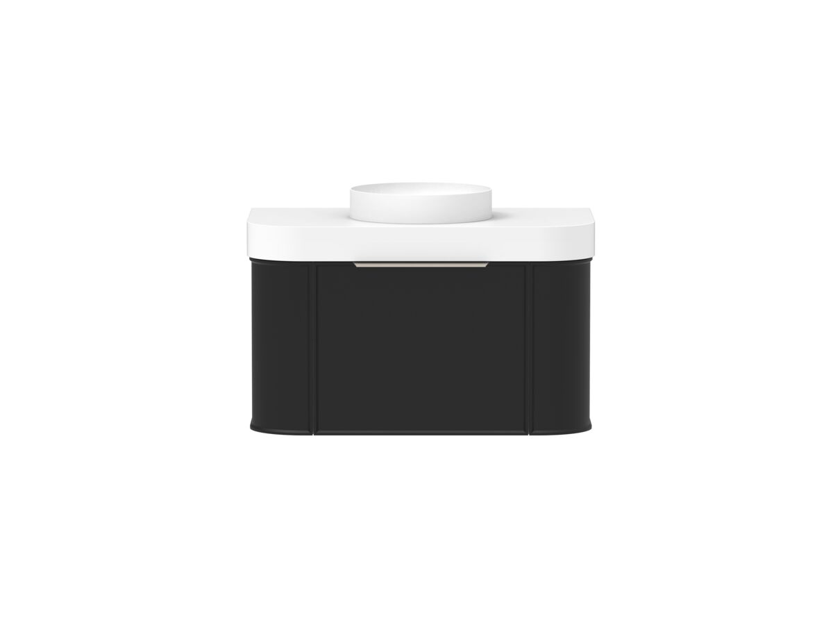 Supporting Image - Kado Era Double Curve All Drawer 900mm Wall Hung Vanity Centre Basin 90mm Durasein Top Matte Black