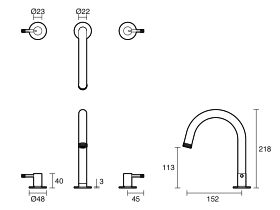 Technical Drawing - Sussex Scala Nova Basin Set (5 Star) Lead Free
