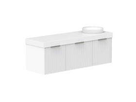 Supporting Image 2- Kado Neue Fluted Square All Drawer 1500mm Wall Hung Vanity with Right Hand Basin 90mm Top Ultra White