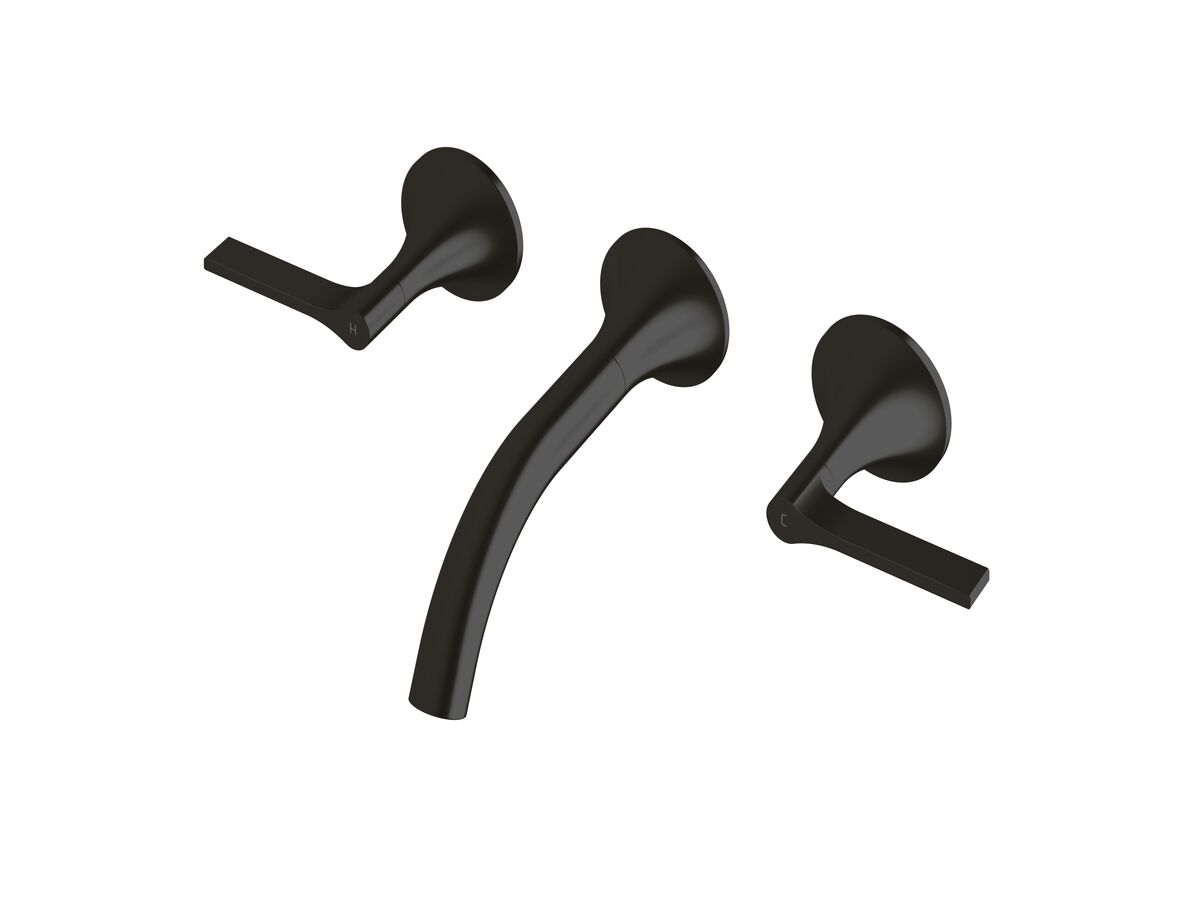 Sussex Oria Wall Basin Set 165mm PVD Matte Black (5 Star)