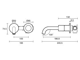 Technical Drawing - Mizu Drift Dial Wall Basin / Bath Mixer Tap Set 2-Piece Cover Plate Kit (6 Star) Lead Free