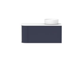 Hero - Kado Era Single Curve All Drawer 1050mm Wall Hung Vanity with Right Hand Basin 20mm Top Royal Battle Blue