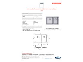 Specification Sheet - Memo Oscar Inset/Undermount 1 & 1/2 Bowl Sink Overflow No Taphole