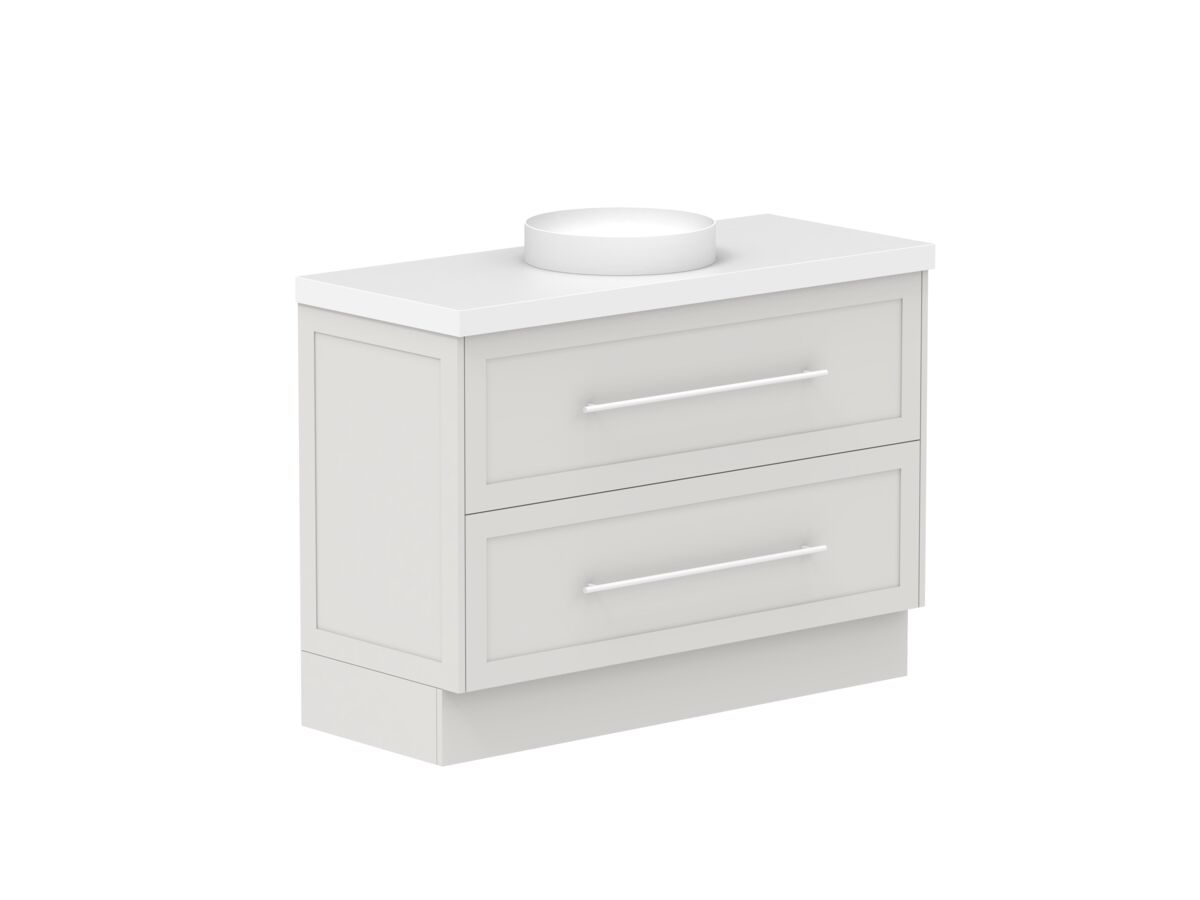 Supporting Image - Kado Lux 1200mm All Drawer Floor Mounted Vanity Unit 2 Drawers Single Centre Vanity 50mm Top